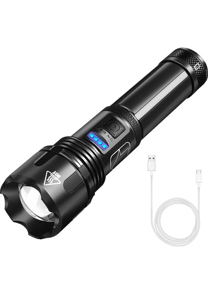 XHP50 Torch USB Şarj Edilebilir El Feneri Süper Güçlü LED El Feneri Taktik Torch USB Şarj Edilebilir Su Geçirmez Lamba (Yurt Dışından)