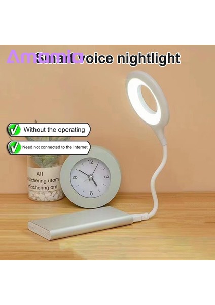Amamia Akıllı LED Lamba Ses Kontrolü USB Arayüzlü Ultra Parlak Masaüstü LED Gece Lambası (Yurt Dışından)