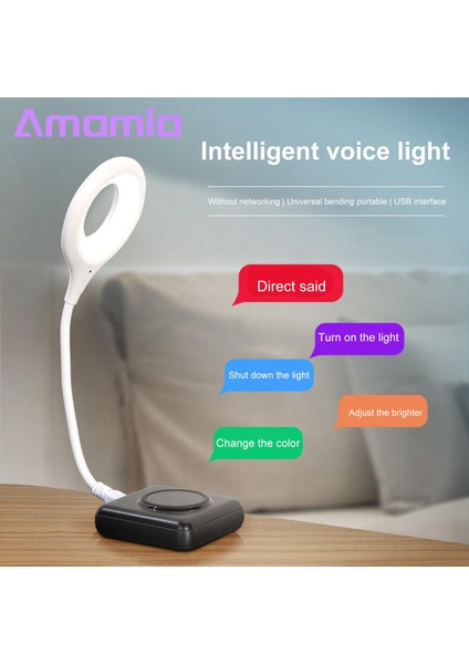 Amamia Akıllı LED Lamba Ses Kontrolü USB Arayüzlü Ultra Parlak Masaüstü LED Gece Lambası (Yurt Dışından)