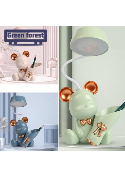 Yeşil Orman LED Okuma Lambası Yaratıcı Şekil Karikatür Ayı Kalemtıraş ile LED Gece (Yurt Dışından)