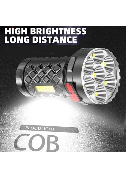 USB Şarj Edilebilir El Feneri Güçlü Işık 7led + Cob Çalışma Işığı Lambası Taşınabilir Ultra Parlak Uzun Menzilli Açık Ev LED Çok Fonksiyonlu El Feneri (Yurt Dışından)