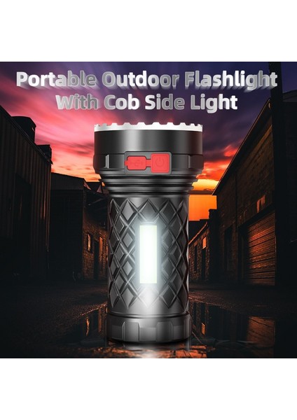 USB Şarj Edilebilir El Feneri Güçlü Işık 7led + Cob Çalışma Işığı Lambası Taşınabilir Ultra Parlak Uzun Menzilli Açık Ev LED Çok Fonksiyonlu El Feneri (Yurt Dışından) fırsatları