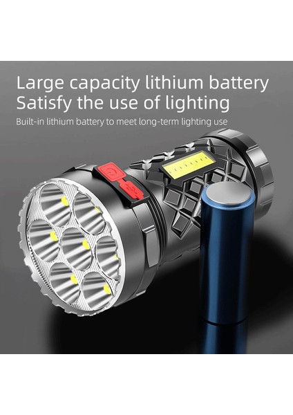 USB Şarj Edilebilir El Feneri Güçlü Işık 7led + Cob Çalışma Işığı Lambası Taşınabilir Ultra Parlak Uzun Menzilli Açık Ev LED Çok Fonksiyonlu El Feneri (Yurt Dışından) indirimleri