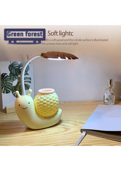 Yeşil Orman LED Başucu Lambası Şarj Edilebilir 2'si 1 Arada Karikatür Salyangoz Kalem Tutucu ile LED Masa Lambası (Yurt Dışından) fırsatları