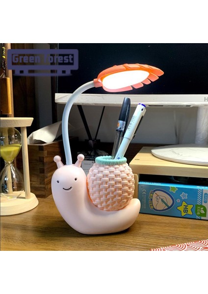 Yeşil Orman LED Başucu Lambası Şarj Edilebilir 2'si 1 Arada Karikatür Salyangoz Kalem Tutucu ile LED Masa Lambası (Yurt Dışından) indirimleri