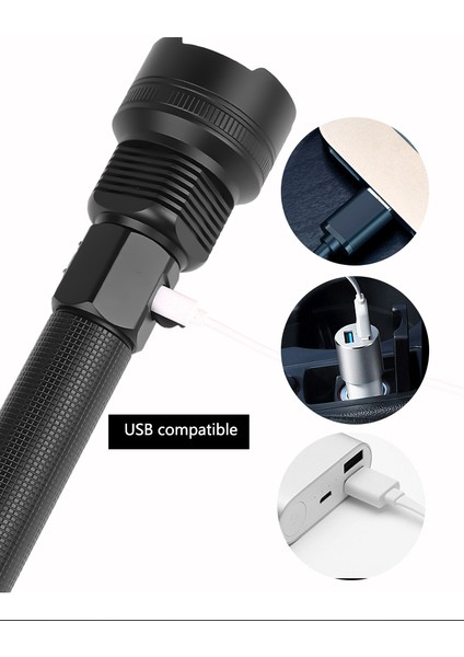 XHP70 LED Odes Karartma Yüksek Parlaklık USB Şarj El Feneri (Yurt Dışından)