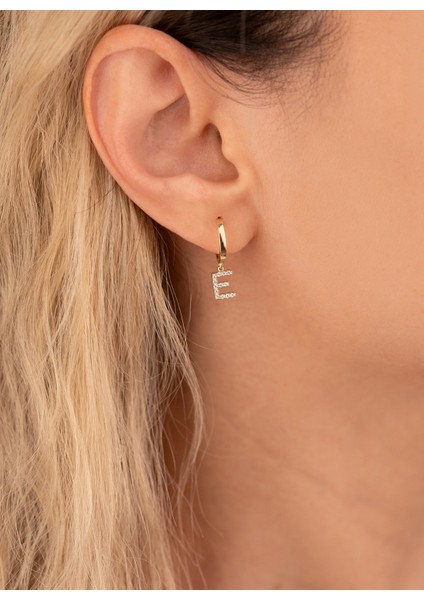 925 Ayar Gümüş Taşlı Harf Küpe