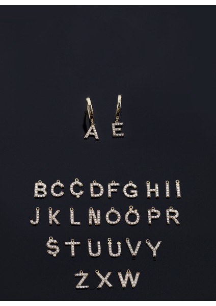 925 Ayar Gümüş Taşlı Harf Küpe fiyatları