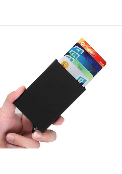 Otomatik Paslanmaz Çelik Kredi Kartı Tutucu Erkekler Ince Anti Korumalı Seyahat Kımlık Kartı Sahibi Kadın Rfid Cüzdan Metal Kasa Porte Carte (Yurt Dışından) fiyatları