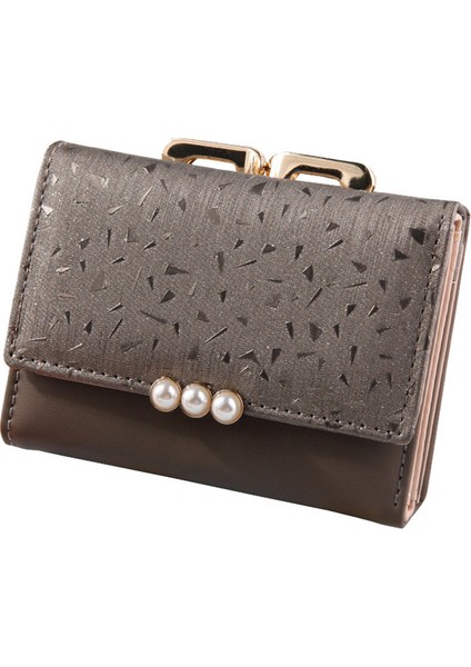 Cüzdan Tutucular Kısa Cüzdan Kadın Yeni Moda Üç Katlı Bozuk Para Cüzdanı Inci Çanta Düz Renk Kredi Kartı Tutucu Çanta (Yurt Dışından) modelleri