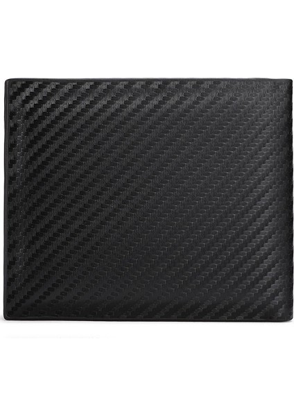 Yeni Karbon Fiber Erkek Cüzdan Retro Bir Fermuar Yatay Cüzdan Erkek Pu Deri Ekose Açık Bozuk Para Cüzdanı Çok Fonksiyonlu Kart Tutucu (Yurt Dışından)