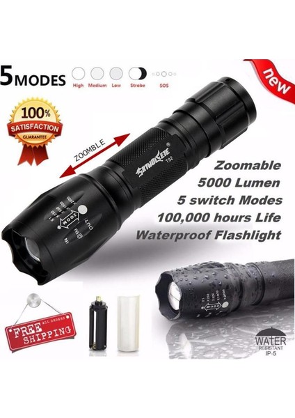 Taktik LED El Feneri G700 X800 Shadowhawk Parlak Yakınlaştırma Torch Sınıfı Siyah (Yurt Dışından)
