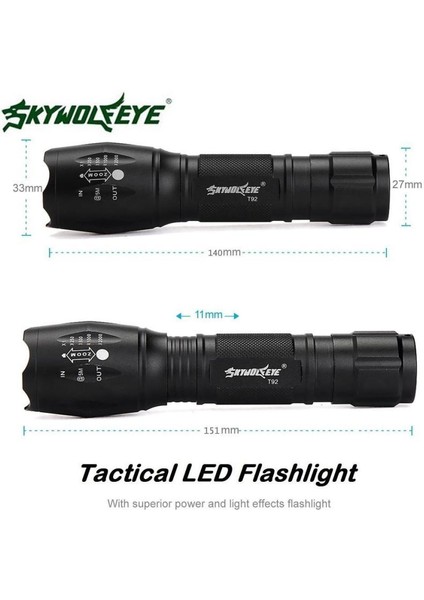 Taktik LED El Feneri G700 X800 Shadowhawk Parlak Yakınlaştırma Torch Sınıfı Siyah (Yurt Dışından)