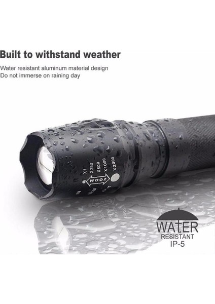 Taktik LED El Feneri G700 X800 Shadowhawk Parlak Yakınlaştırma Torch Sınıfı Siyah (Yurt Dışından)