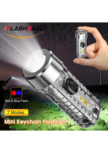 Iflashdeal Anahtarlık Işığı Ultra Küçük Mini Çok Fonksiyonlu Taşınabilir Su Geçirmez Işık USB Şarjı Ultra Hafif Güçlü Işık Dış Mekan Acil Durum Lambası 7 Modu (Yurt Dışından)