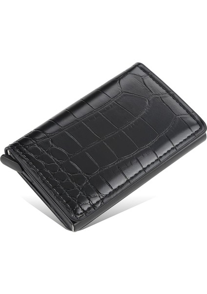 2022 Yeni Küçük Deri Ince Cüzdan Mini Cüzdan Ince Kart Tutucu Erkek Cüzdan Para Çantası Erkek Vintage Siyah Kısa Çanta (Yurt Dışından)