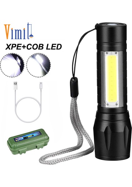 Vimite LED Mini El Feneri Parlak Taşınabilir USB Şarj Edilebilir Zoom Flaş Işıklı Fener Fener 3 Aydınlatma Modu Kamp Lambası (Yurt Dışından)