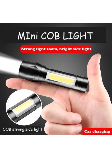 Vimite LED Mini El Feneri Parlak Taşınabilir USB Şarj Edilebilir Zoom Flaş Işıklı Fener Fener 3 Aydınlatma Modu Kamp Lambası (Yurt Dışından)