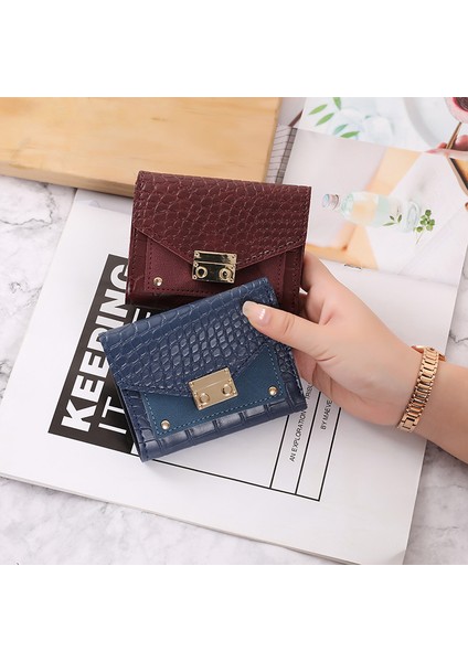 Kısa Cüzdan Kadın 2022 Yeni Trendy Kore Versiyonu Orman Toka Küçük Cüzdan Moda Timsah Desen Bozuk Para Cüzdanı (Yurt Dışından)