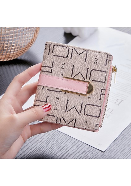 Yfashion Moda Kadın Küçük Cüzdan Retro Mektup Baskı Bozuk Para Cüzdanı Pu Deri Çoklu Kart Yuvası Kart Sahibinin (Yurt Dışından)