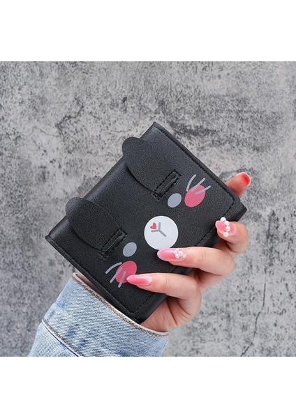 Yeni Stil Kısa Cüzdan Öğrenci Sevimli Karikatür Çantalar Moda Desen Kadın Mini Düz Renk Üç Katlı Öğrenci Cüzdan Kart Sahibinin (Yurt Dışından) fırsatları