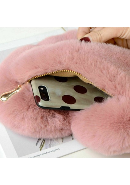 2021 Yeni Kadın Moda Kalp Şeklinde Çanta Kadın Zincir Askılı Çanta Peluş Aşk Omuz Crossbody Çanta Sevgililer Günü Hediyesi (Yurt Dışından) modelleri