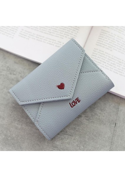 Moda Aşk Kalp Desen Kadın Cüzdan Pu Deri Nakış Kısa Cüzdan Kart Sahipleri Debriyaj Kadın Çok Fonksiyonlu Carteras (Yurt Dışından)