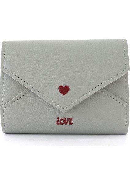 Moda Aşk Kalp Desen Kadın Cüzdan Pu Deri Nakış Kısa Cüzdan Kart Sahipleri Debriyaj Kadın Çok Fonksiyonlu Carteras (Yurt Dışından)