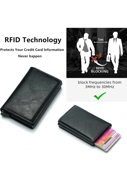 Karbon Fiber Kımlık Kredi Kartı Tutucu Cüzdan Erkekler Marka Rfid Engelleme Sihirli Üç Katlı Deri Ince Mini Cüzdan Küçük Para Çantası Çantalar (Yurt Dışından)