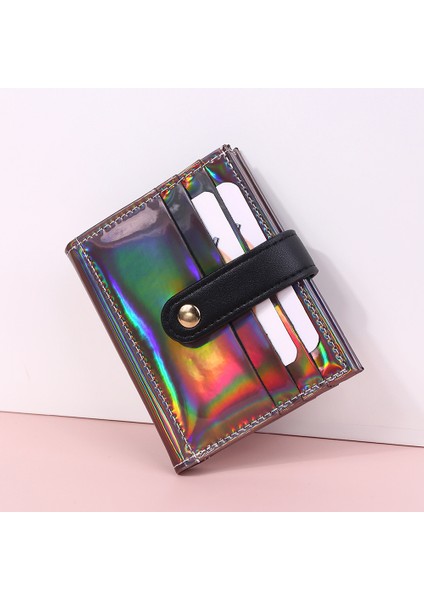 2022 Yeni Pvc Lazer Kadın Cüzdan Moda Payetler Çoklu Kart Yuvası Iki Katlı Kart Tutucu Trend Düz Renk Toka Bozuk Para Cüzdanı (Yurt Dışından) fiyatları