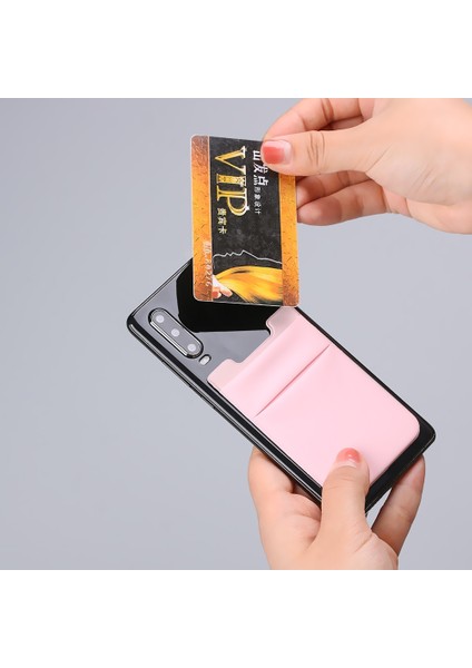 1 Adet Yapışkanlı Etiket Telefon Cebi Cep Telefonu Kart Üzerinde Sopa Cüzdan Esnek Kredi Kartları Kimlik Kartı Tutucu Kılıfı Kol (Yurt Dışından)