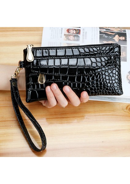 Rugan Kadın Cüzdan Nadas Uzun Bayanlar Çift Fermuarlı Cüzdan Debriyaj Çanta Tasarım Kırmızı Çanta Timsah Çantalar (Yurt Dışından)