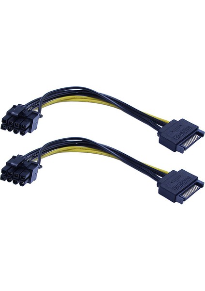 10 Adet Yeni 15PIN Sata Erkek - 8pin(6+2) Pcı-E Besleme Kablosu 20 cm Sata Kablosu 15-Pin - 8 Pin Kablo 18AWG Tel (Yurt Dışından)