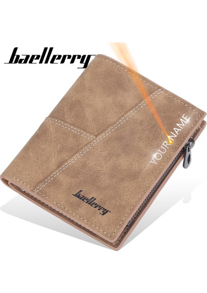 Baellerry Kısa Erkek Cüzdan Marka Fermuarlı Para Cebi Adı Özelleştirilmiş Erkek Cüzdan Yüksek Kaliteli Kart Tutucu Erkek Çantalar Cartera (Yurt Dışından)