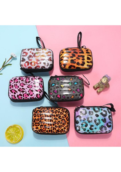 1pc Mini Bavul Şekli Teneke Para Paketi Leopar Kare Çanta Mini Kese Çanta (Yurt Dışından)