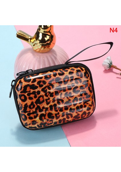 1pc Mini Bavul Şekli Teneke Para Paketi Leopar Kare Çanta Mini Kese Çanta (Yurt Dışından)