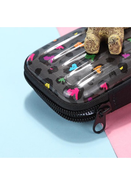 1pc Mini Bavul Şekli Teneke Para Paketi Leopar Kare Çanta Mini Kese Çanta (Yurt Dışından)
