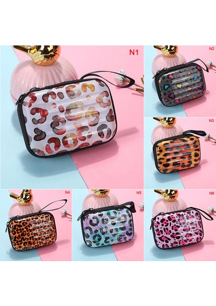 1pc Mini Bavul Şekli Teneke Para Paketi Leopar Kare Çanta Mini Kese Çanta (Yurt Dışından)