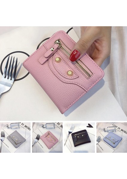 Kısa Cüzdan Kadın Bayanlar Kese Bifold Küçük Moda Sevimli Pu Deri Kart Çanta Tutucu Nakit Cep Para Cüzdan Kızlar Için (Yurt Dışından)