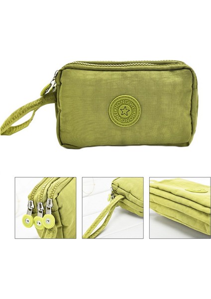 Yeni Bozuk Para Cüzdanı Debriyaj Kadın Küçük Cüzdan Tuval Kırışık Kumaş Telefon Para Çanta Üç Fermuarlı Taşınabilir Makyaj Çantası 8 Renk (Yurt Dışından) modelleri