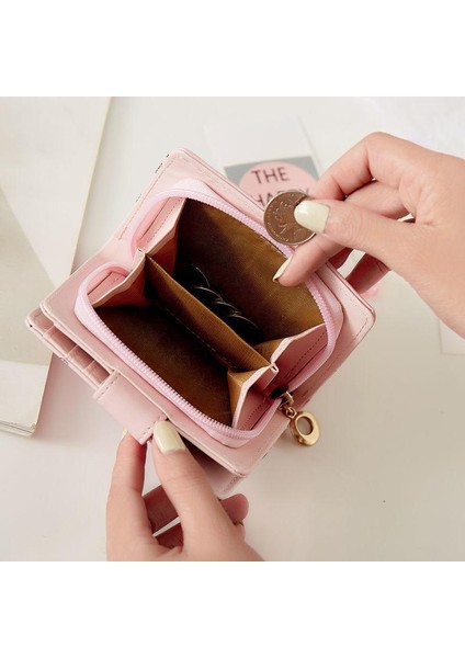 Cüzdan Kadın Karikatür Baskılı Para Çantaları Bayan Tatlı Pembe Kawaii Mini Çanta Bozuk Para Cüzdanı Kart Tutucu Moda Kızlar Katlanabilir Yeni (Yurt Dışından) indirimleri