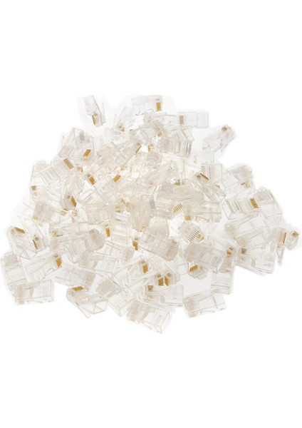 100 Adet RJ45 Fiş Modüler Lan Ağ Konektörü Internet Ethernet Kablo Ucu (Yurt Dışından)