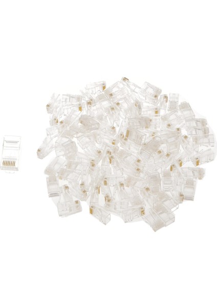 100 Adet RJ45 Fiş Modüler Lan Ağ Konektörü Internet Ethernet Kablo Ucu (Yurt Dışından)