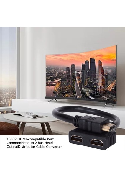 1080P V1.4 Erkek Çift Dişi Adaptör Kablosu 1 In 2 Out Dönüştürücü Bağlantı Kablosu Kablosu HDMI Uyumlu 2 Çift Bağlantı Noktalı Y Splitter (Yurt Dışından)