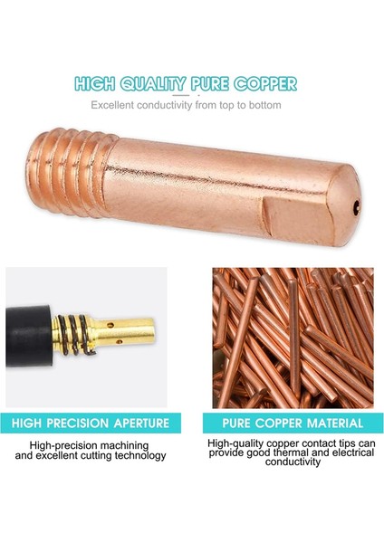 Jdxhlau 20 Adet 0.8mm Mıg Kaynak Nozulları 15AK Mıg/mag Temas Borusu ile 1 Gaz Memesi, 1 Alet ve 1 Brülör (Yurt Dışından)