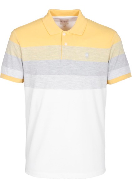 Erkek Polo Yaka Tişört Hardal Slim Fit Ribanalı Kol Pamuklu Desenli Pamuk T-Shirt Ncs Jeans 1249