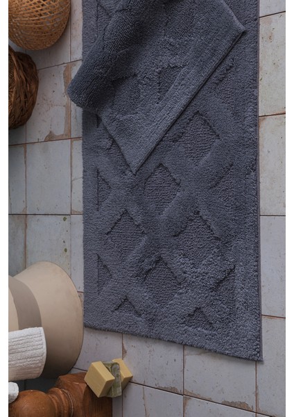 Diamond Gri 2 Parça Banyo Paspas Seti 50*60+60*100 cm