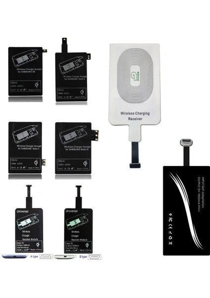 Ultra Ince Qi Kablosuz Şarj Alıcısı Şarj Modülü Kılıf Samsung Not 2 3 4 S5 iPhone 5 S 6 S 7 Artı Android Type-C (Yurt Dışından)