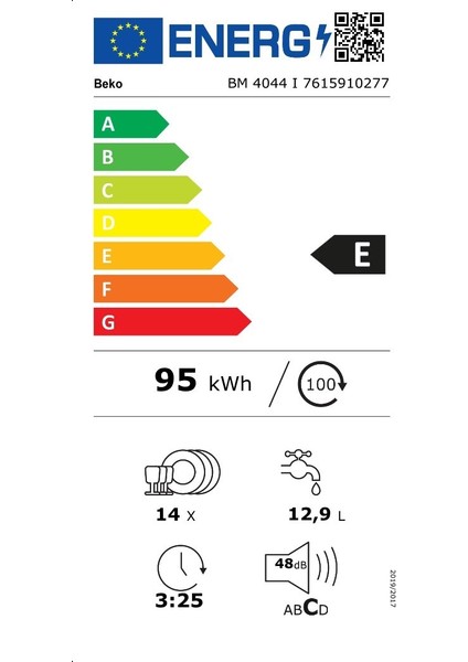 Bm 4044 I 4 Programlı  E enerji Sınıfı Inox Bulaşık Makinesi