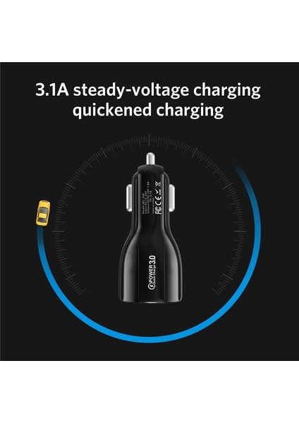 Uslıon Araç USB Şarj Cihazı Hızlı Şarj 3.0 2.0 Cep Telefonu Şarj Cihazı 2 Port USB Hızlı iPhone 7 8 x Xs Samsung Tablet Araç Şarj Cihazı (Yurt Dışından) indirimleri